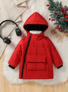 Baby Boys Casual Winter Thick Jacket - Red - View 6