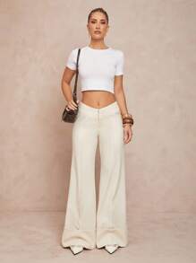 Lumalex Pantalones largos acampanados con talle en V para mujeres