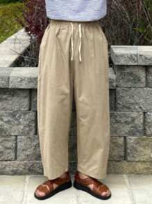 DAZY Men's Simple Solid Beige Trousers, Fashionable For Summer Business Attire - Apricot - View 1