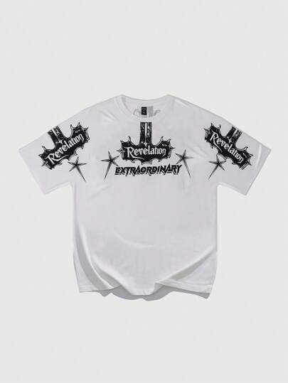 Goth T-shirt graphique décontracté pour hommes à col rond et manches courtes avec imprimé lettrage