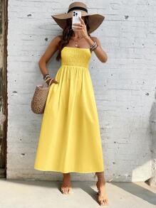 SHEIN VCAY Women's Vacation Casual Solid Color Camisole Dress,Tea Party Dress,Summer Dresses For Women