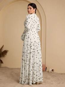 Graceveil Women's Ditsy Floral Waisted Flare Sleeve Arabic Style Dress,Modest - Multicolor - View 2