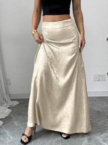 Rafferiza Eenvoudige High-Waist Slimming Foil Print Fishtail Maxi Rok Voor Vrouwen