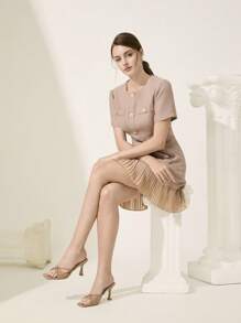 CUCCOO CHICEST Fashion Brown Square Toe Strap Open Toe Sandals High Heel Slippers - Apricot - View 8