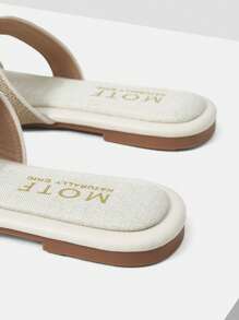 MOTF PREMIUM WOMEN'S SQUARE TOE HOLLOW FLAT SANDALS FOR CHRISTMAS - Beige - View 6