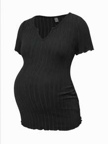 SHEIN Maternity Solid Color Short Sleeve T-Shirt, Casual And Fashionable For Daily Wear Spring Women's Clothing - Multicolor - View 3