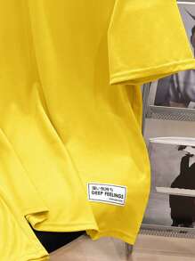 SHEIN 2pcs/Set Teen Boys' Casual Loose Comfortable Graphic Decorated Short Sleeve Top And Shorts Set, Suitable For Spring/Summer - Yellow - View 6