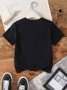 THE POWERPUFF GIRLS X SHEIN Tween-Mädchen Lässiges, süßes T-Shirt mit Blüten-, Blasen- und Butterblumenmuster, kurzärmelig, Sommer