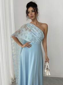 SHEIN Unity Women's Strapless Mermaid Tail Decor Dress - Blue - View 6