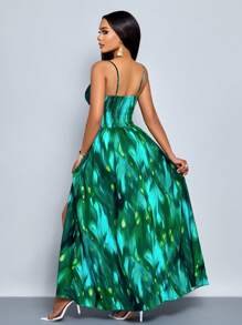 SOLERSUN Robe de plage avec dos nu, fente haute, imprimé tropical sexy et décoration d'étoile de mer dorée (floral aléatoire)