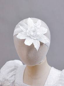 SHEIN Glamorique Kids Baby Girl Jacquard Mesh Puff Sleeve Princess Dress Baby Girl Dress Wedding Baby Elegant Dress Wedding Dress For Baby Girl Flower Girl Dress Baby Girls Partywear - White - View 8