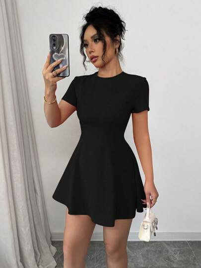 Elenzga 新款复古红色修身中长连衣裙，迷人圆领，适合女士，情人节