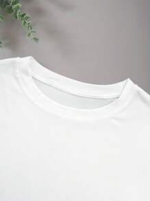 女式“新娘”图案 T 恤 - 休闲修身款，短袖，圆领，涤纶，适合春夏季，新娘衬衫 - 白色 - 查看 4