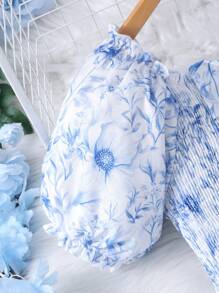 Sparklyn Teens & Girls Flower Allover Print Ruffle Hem Short Sleeve Dress - Baby Blue - View 7