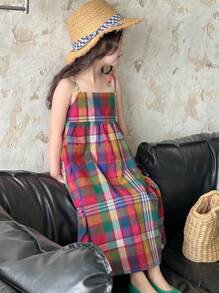 Dazy Kids 女童无袖格子连衣裙，夏季假期 - 彩色 - 查看 5