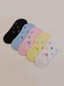 ROMWE 5 pares de calcetines invisibles tipo ballet para mujeres, para primavera/verano - Multicolor - Ver 2