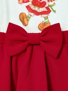 Strawberry Shortcake X SHEIN Set da ragazza giovane con top a maniche corte con grafica di cartoni animati carini e dolci, e gonna rossa a doppio strato