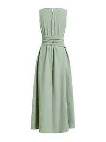 Ellevyn Abito lungo senza maniche da donna a tinta unita, semplice e alla moda, adatto per l'estate