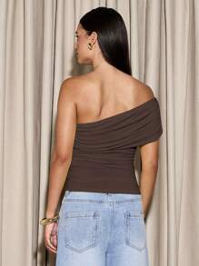 AiiRZ Top con estilo de corsé con fruncido asimétrico, sin tirantes, para fiesta de noche, salida nocturna, moda Y2K, ajustado sin hombros