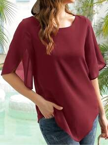 INAWLY Chemise minimaliste de couleur unie pour femmes, décontractée et pratique pour le trajet