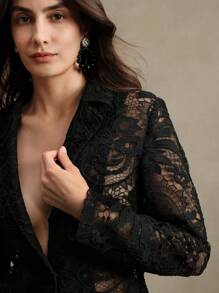 Anewsta Spring, Holiday, Casual, Festival, Vacation, Old Money 2pcs High-End Fashion Women Lace Suit Jacket And Pants Set For Holiday Party Clothes