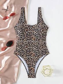 SHEIN Women Random Color Leopard Print Sexy One Piece Bikini Swimsuit, Beach Summer Outfits