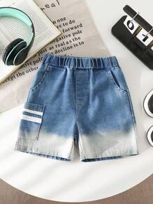 Boys' Fashion-Forward Denim Bermuda Shorts: Blue Ombre Wash Zipper Fly And Comfortable Fit - Blue - View 1