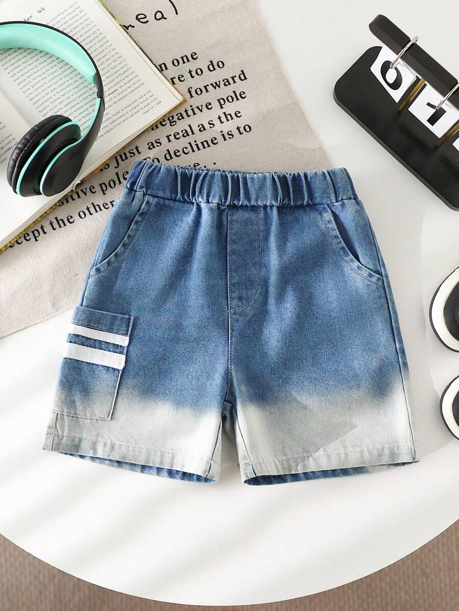 Boys' Fashion-Forward Denim Bermuda Shorts: Blue Ombre Wash Zipper Fly And Comfortable Fit - Blue - View 1