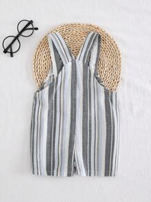 Cozy Pixies Baby Boy Colorful Stripe Suspender Jumpsuit Shorts, Casual Versatile - Multicolor - View 7