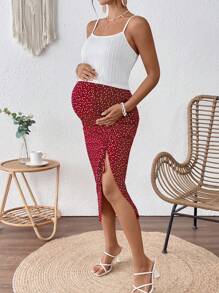 SHEIN طقم حوامل مكون من 2 قطعة: قميص كامي بلون أحادي وتنورة مطبوعة بشكل قلب، طراز عطلة عصري - أبيض - مشاهدة 5