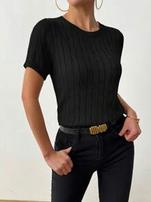 Calvaya Dames Zomerkleding Casual Korte Mouw Gebreide Trui Tops
