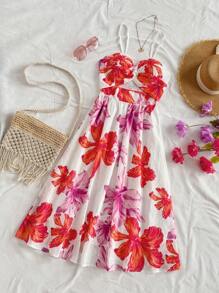 Soleia 女士休闲简约中长连衣裙，日常女士夏季连衣裙度假装女士沙滩裙热带度假女士衣服夏威夷