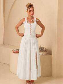 Glamine Women's Lace Patchwork Tank Top - White - View 1