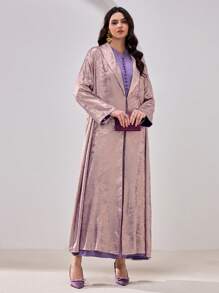 Al Najma Women's Simple & Fashionable Arabic Style Abaya Suitable For Summer, Modest Robe - Mauve Purple - View 3