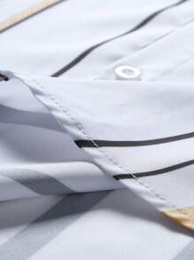 Manfinity Homme 男士条纹印花前扣休闲短袖衬衫（散落印花）男士漂亮衬衫男士夏季衬衫男士设计师衬衫男士服装衬衫 - 彩色 - 查看 3