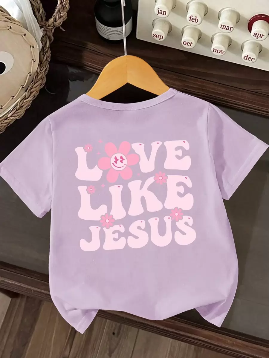 SHEIN Baby Mädchen lässiges alltägliches Grundlagen-Spielzeug-Druckgrafiken T-Shirt, geeignet für Ausflüge, Frühling/Sommer