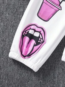 3 件套 Tween 女童厚白色运动衫、吊带背心和休闲裤，秋冬装 - 白色 - 查看 5