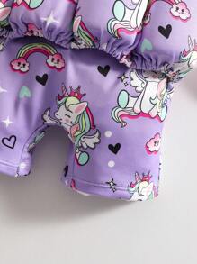 SHEIN Infant Girls' Cartoon Pattern One-Piece Swimwear - Multicolor - View 3