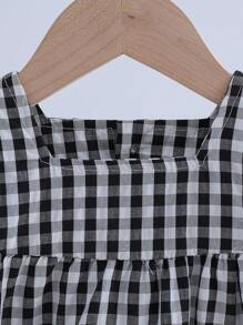Vintaside Kids 1 pieza Mono de manga corta con estampado de cuadros verdes para bebé niña. Tela suave y cómoda, estilo casual y adorable de princesa, adecuado para primavera/verano, uso diario y viajes - Negro - Ver 6