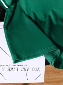 SHEIN Tween Boys Casual Fashion Small Horse Print Ribbed Collar Short Sleeve Polo Shirt