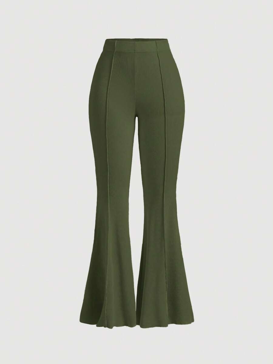 SHEIN MOD Dames geplooide elastische flare-broek