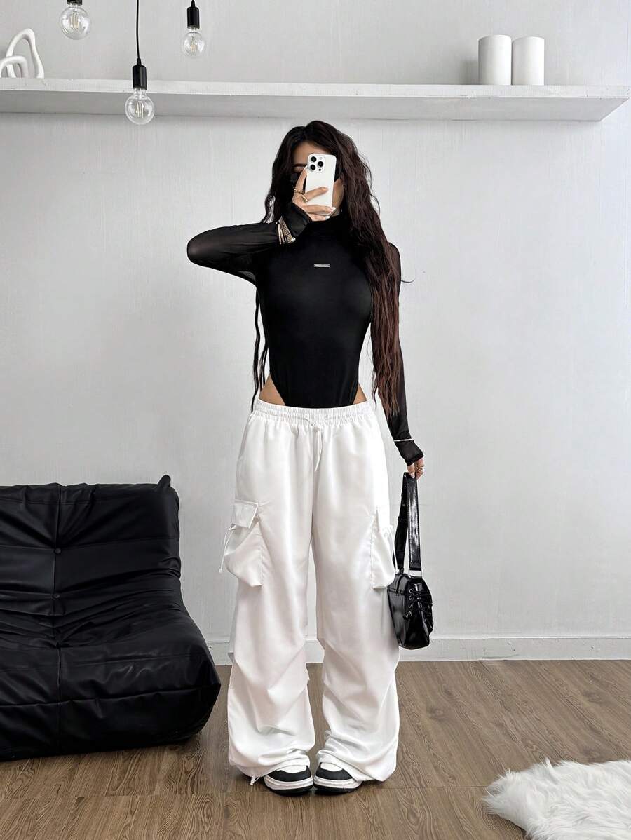 Coolane 女士音乐节演唱会透气网眼弹力紧身衣 - 黑色 - 查看 1