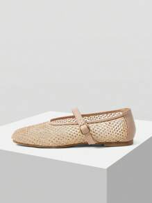 MOTF PREMIUM NEW RHINESTONE SQUARE TOE SUMMER LOW HEEL FLAT SANDALS - Rose Gold - View 3