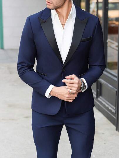 Manfinity Bizformal Bộ quần áo vest và áo khoác màu trơn cho nam, đơn giản và thời trang, phù hợp cho mùa hè