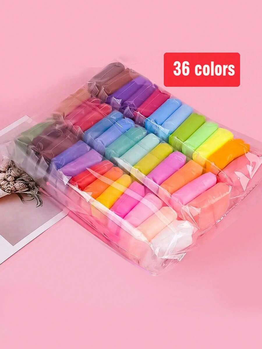 Set de 12/24/36 colores de arcilla blanca modelable de secado al aire hecha a mano, arcilla de modelado colorida de colores al azar para volver a la escuela