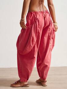 Bohemela 女士宽松纯色编织阔腿低腰裤，适合春夏季度假