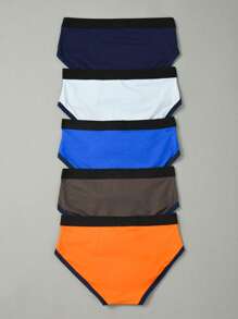 SHEIN 5 条装 男童纯色柔软舒适棉质三角裤