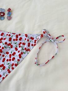 Swim Mod Conjunto de bikini con estampado de cerezas para mujer, ideal para playa y vacaciones