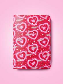THE POWERPUFF GIRLS X SHEIN 心形与字母印花时尚护照夹 - 紅色 - 查看 2