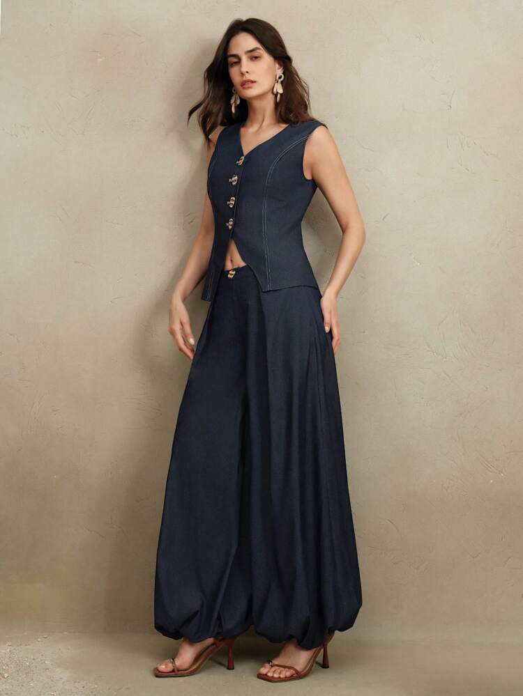 New Design Loose Casual Wide Leg Palazzo Pants, Lightweight And Elegant, Suitable For Business, Commute And Vacation For Women
